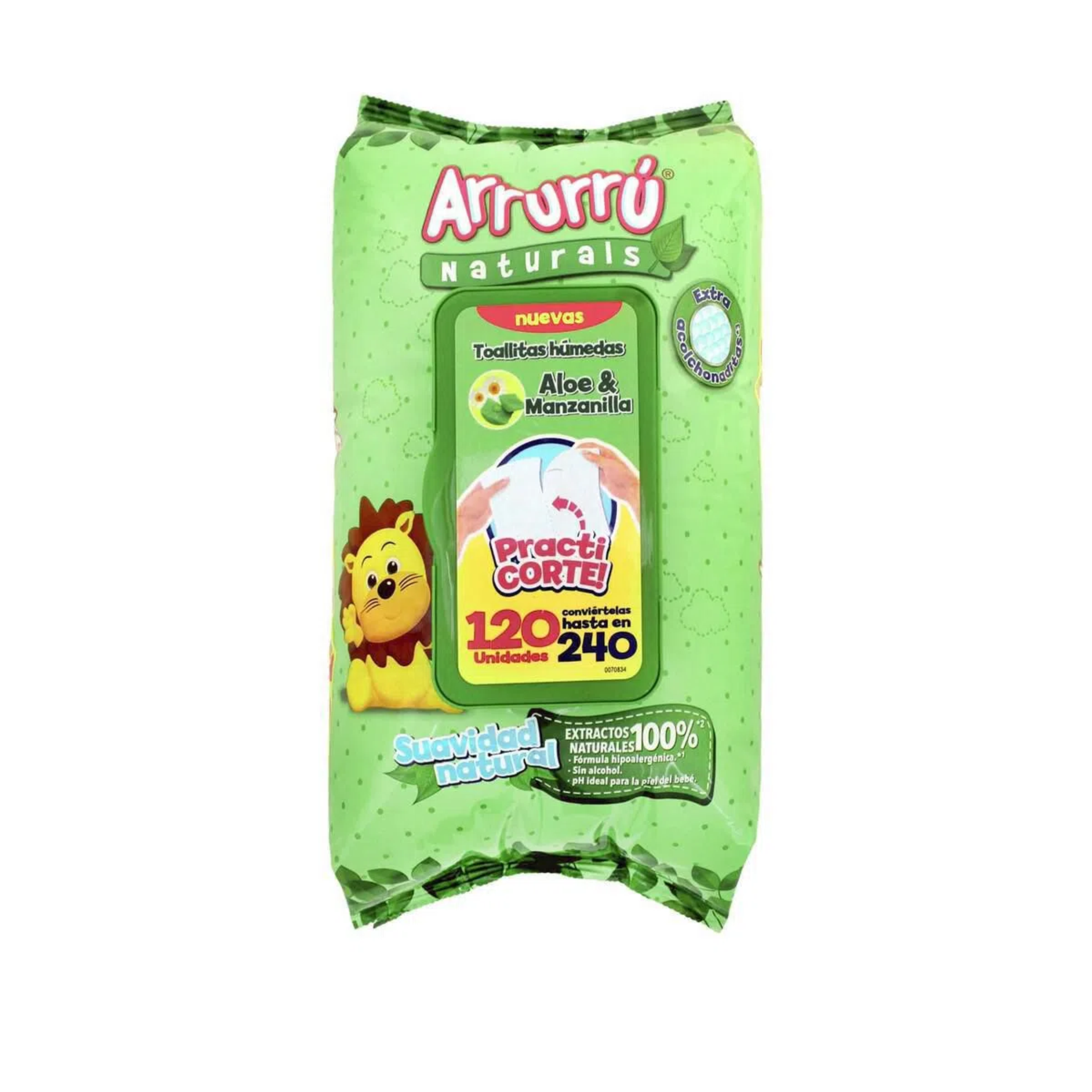 Toallas Húmedas Arrurrú Aloe y Manzanilla 120 Unidades
