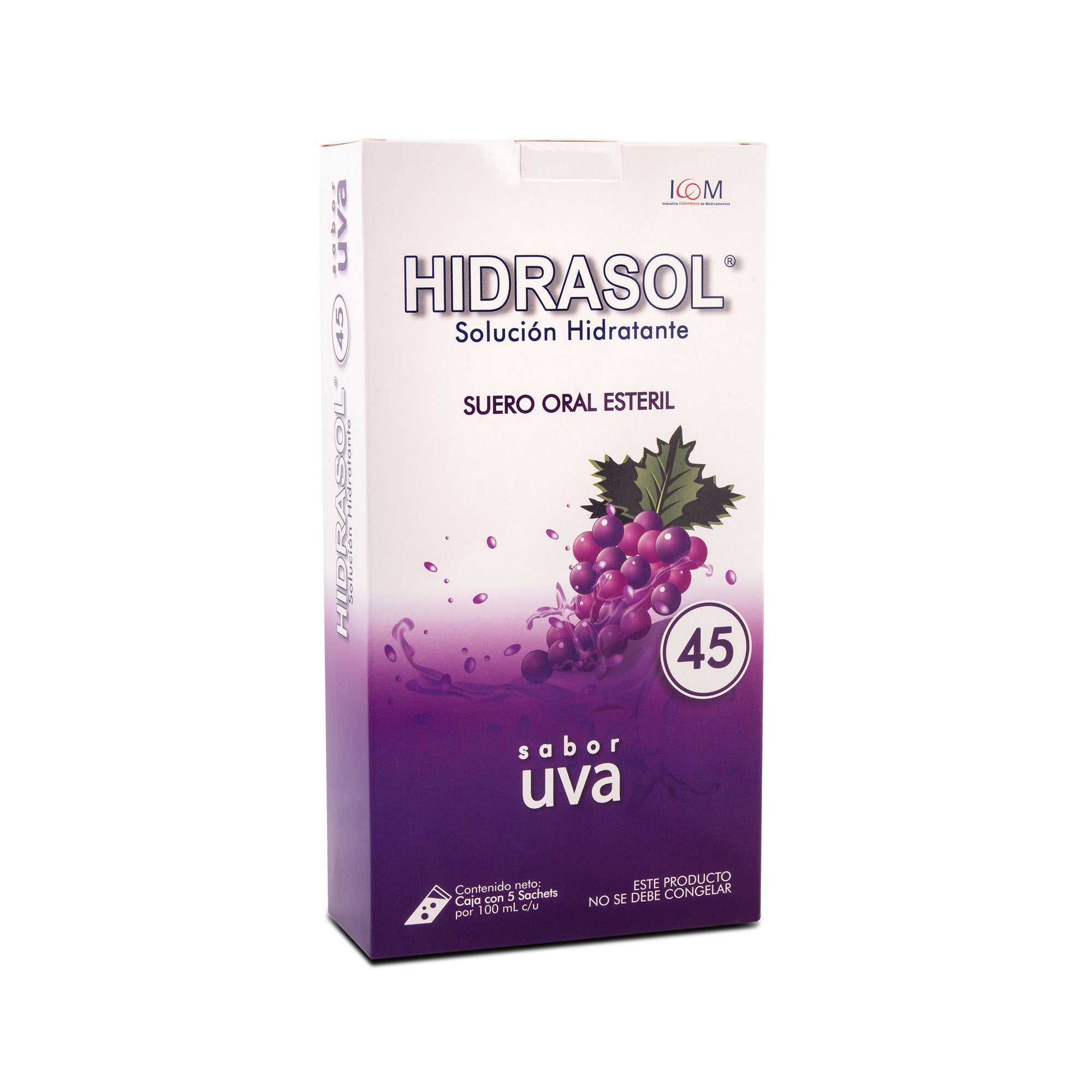Hidrasol 45 Caja x 5 Sachets de 100 mL sabor uva