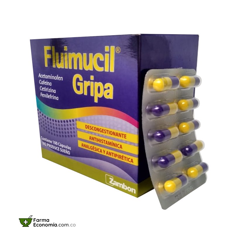 Fluimucil Gripa Cápsulas caja de 100