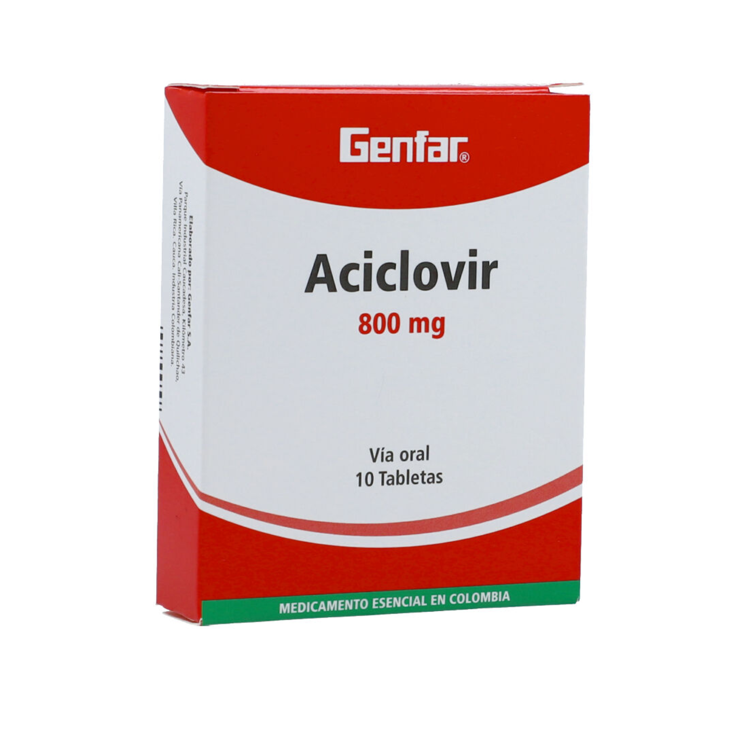 Aciclovir 800 mg Caja x 10 Tabletas