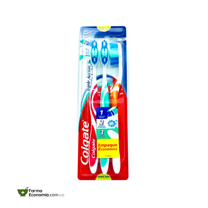 Cepillo Dental Colgate Triple Acción (Textura Mediana) Estuche x 3 Unidades