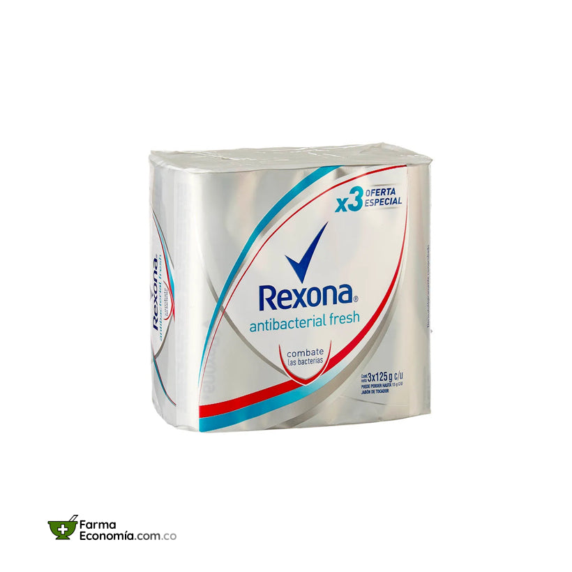 Jabón Rexona Antibacterial Fresh 125g x 3 Unidades