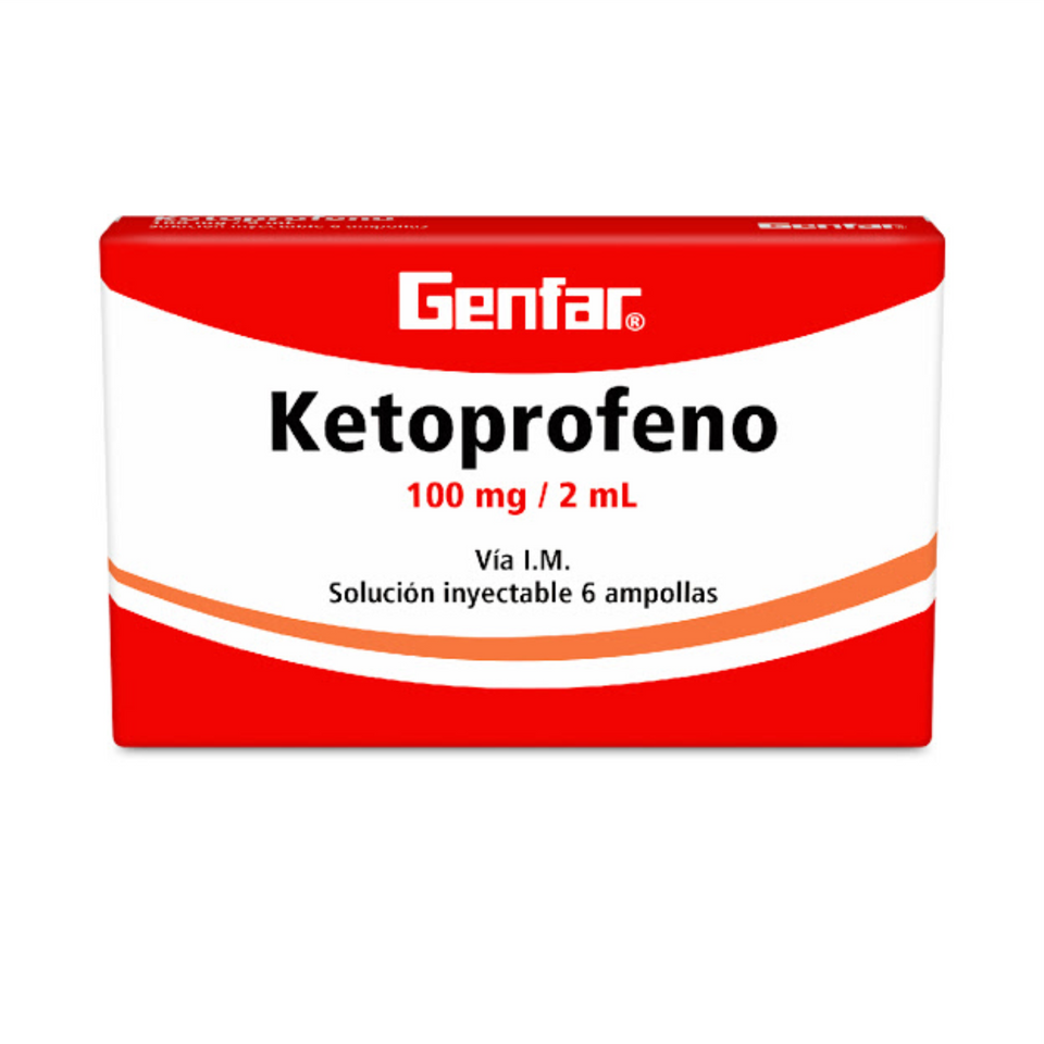 Ketoprofeno 100 mg / 2 mL Inyectable via I.M Caja x 6 Ampollas
