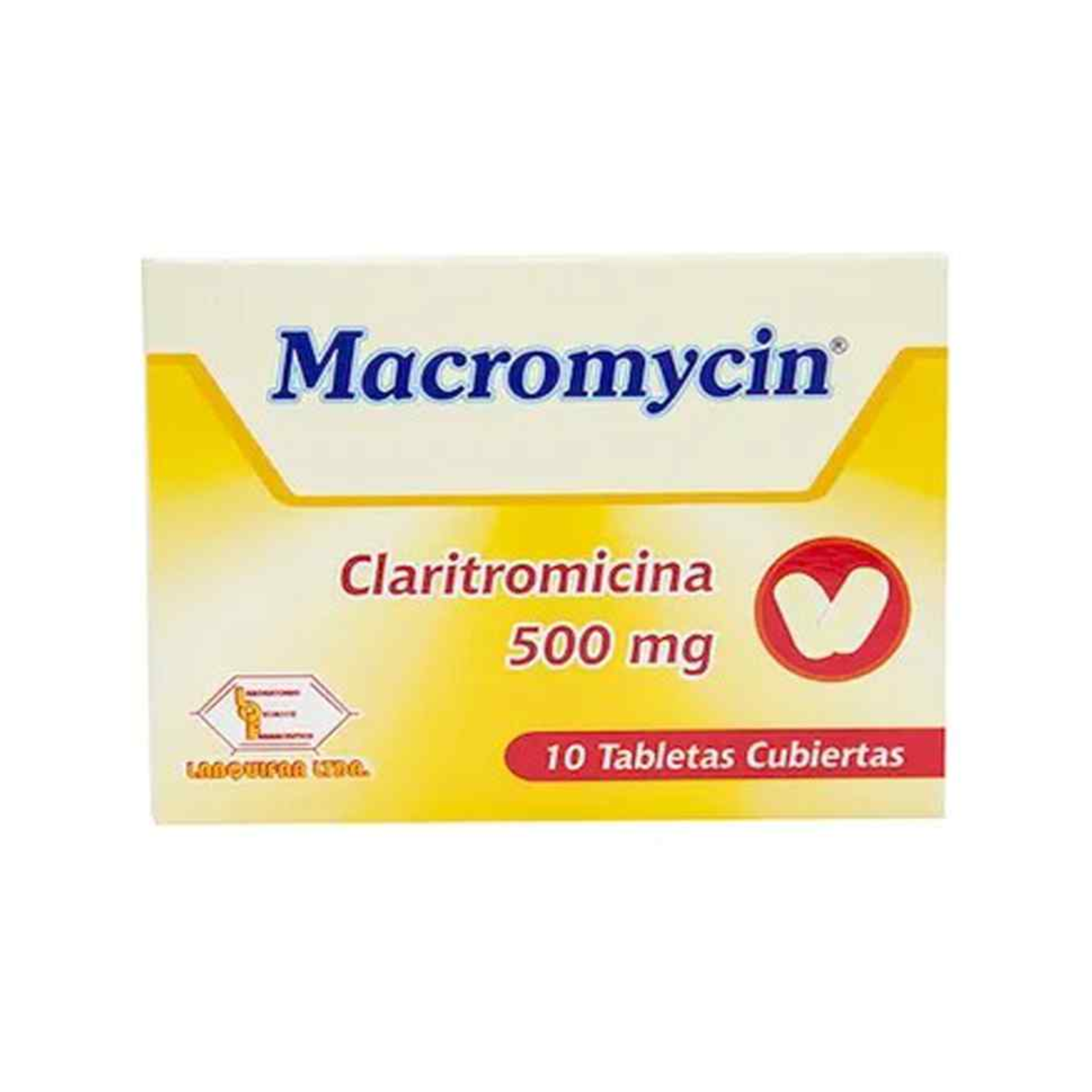 Claritromicina 500 Mg Tabletas Caja X 10 ( Macromycin )