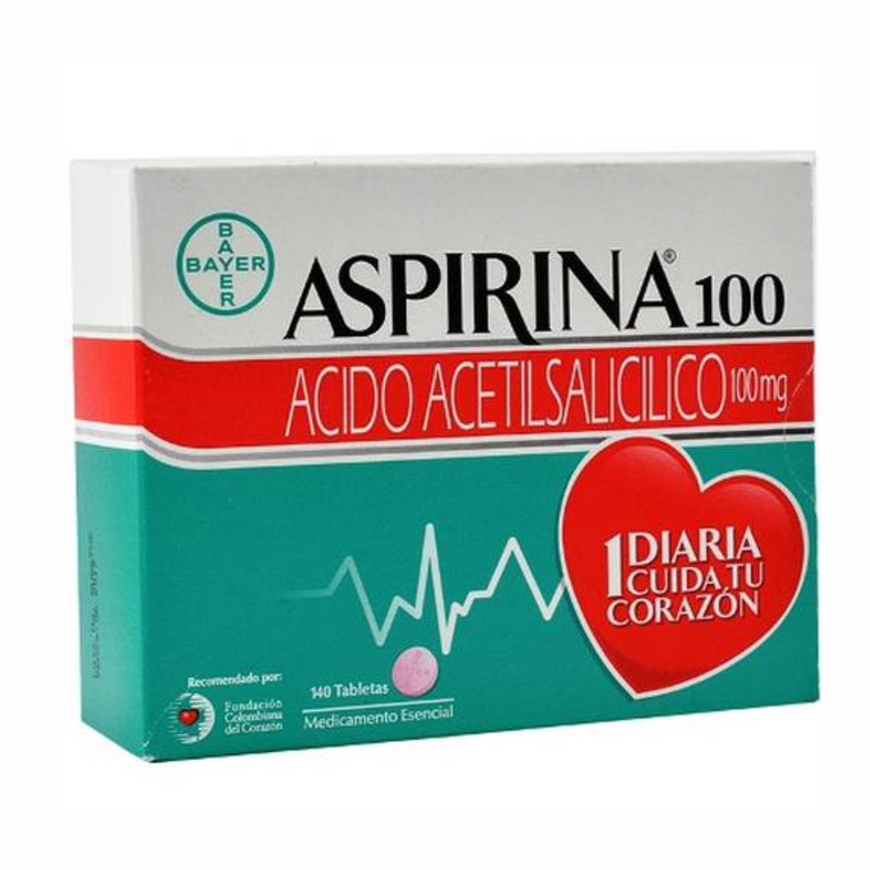 Aspirina 100 mg Caja x 140 Tabletas