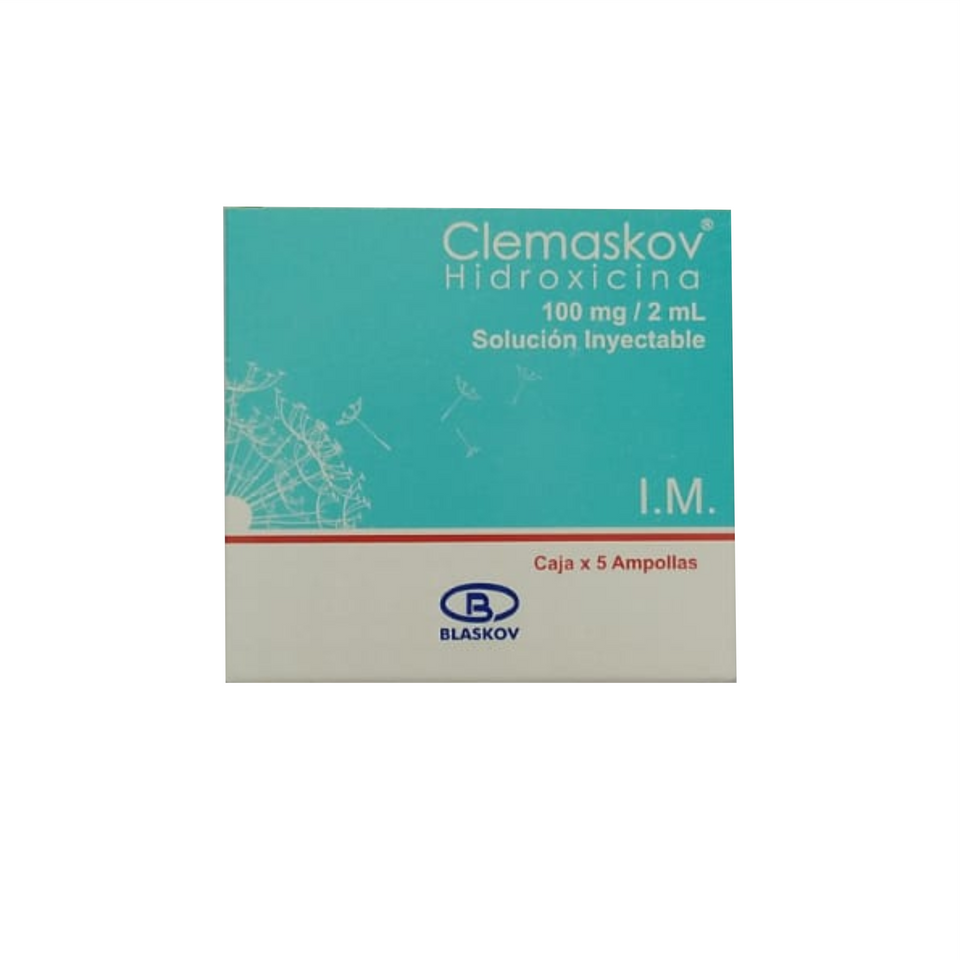 Clemaskov Hidroxicina 100 mg / 2 mL I.M caja x 5 Ampollas