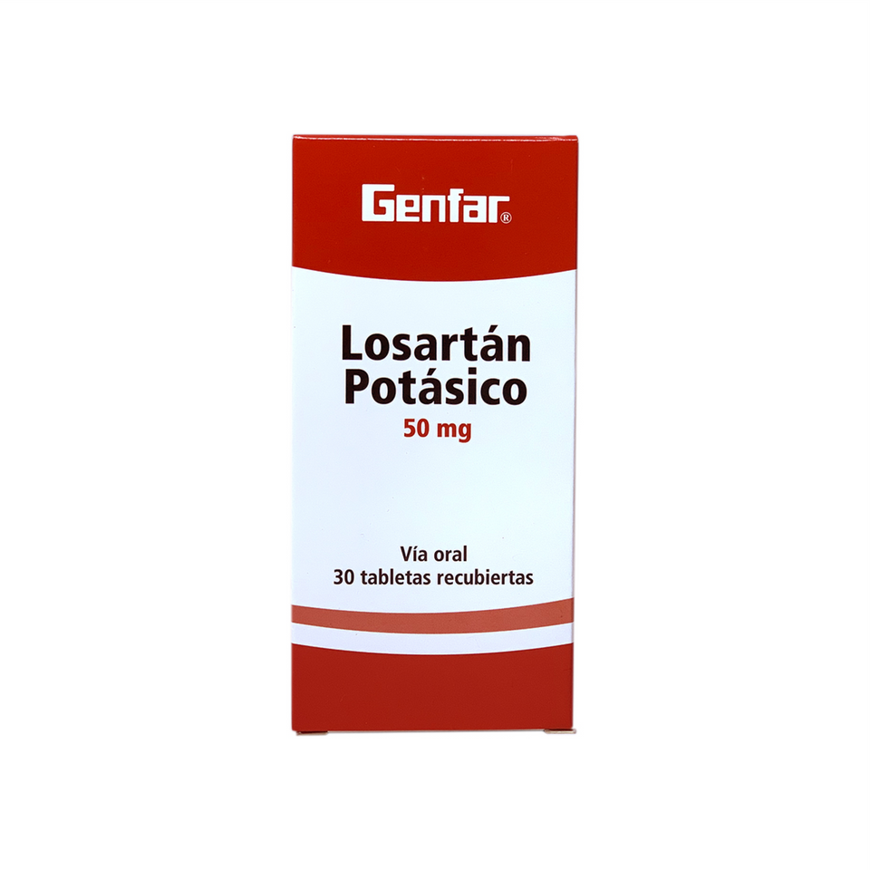 Losartán Potásico 50 mg caja x 30 Tabletas recubiertas