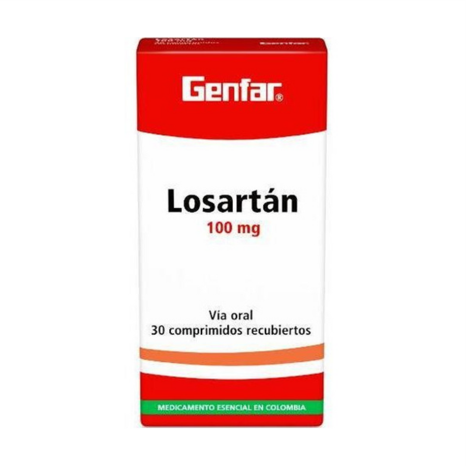 Losartán Potásico 100 mg caja x 30 Comprimidos recubiertos