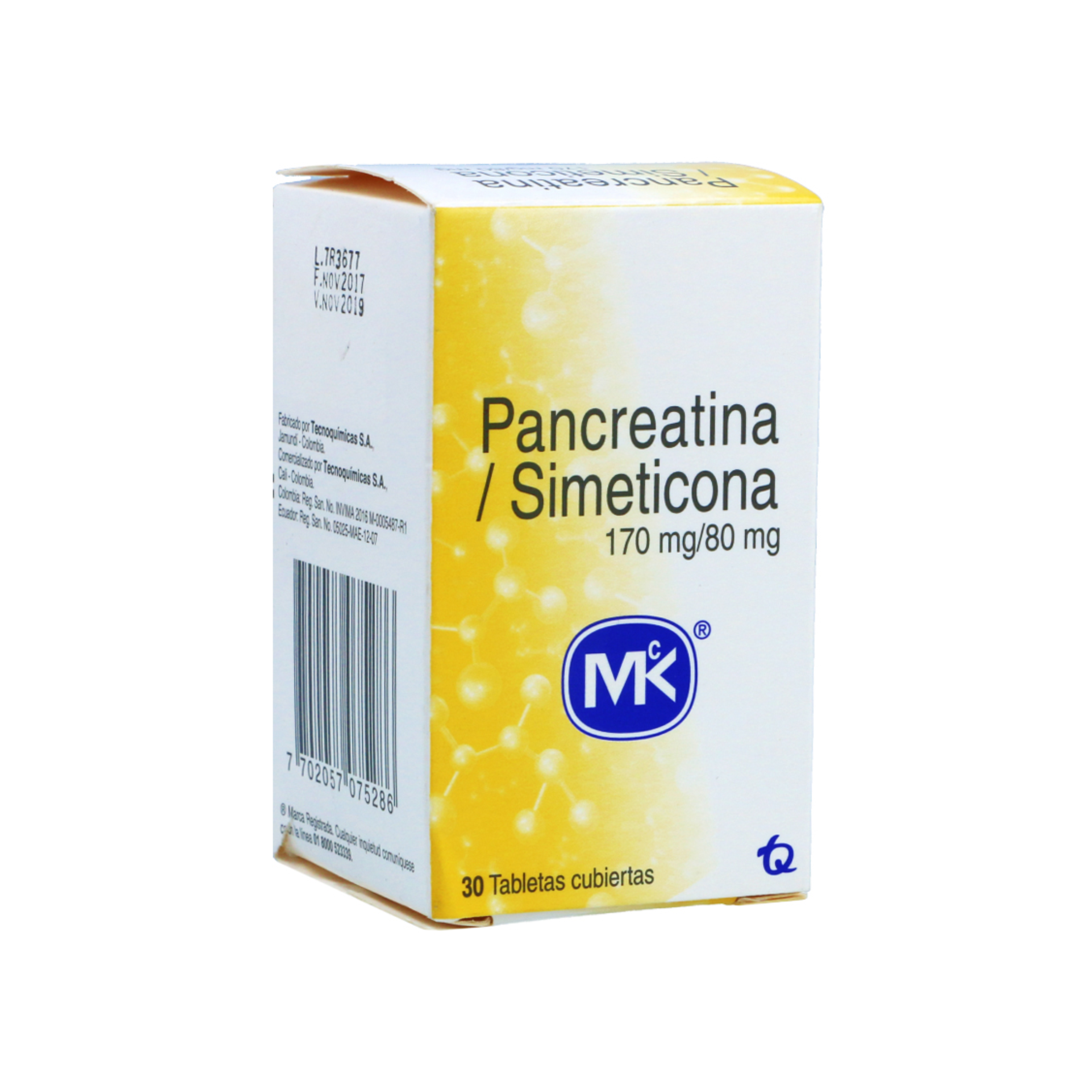 Pancreatina / Simeticona 170 mg/80 mg